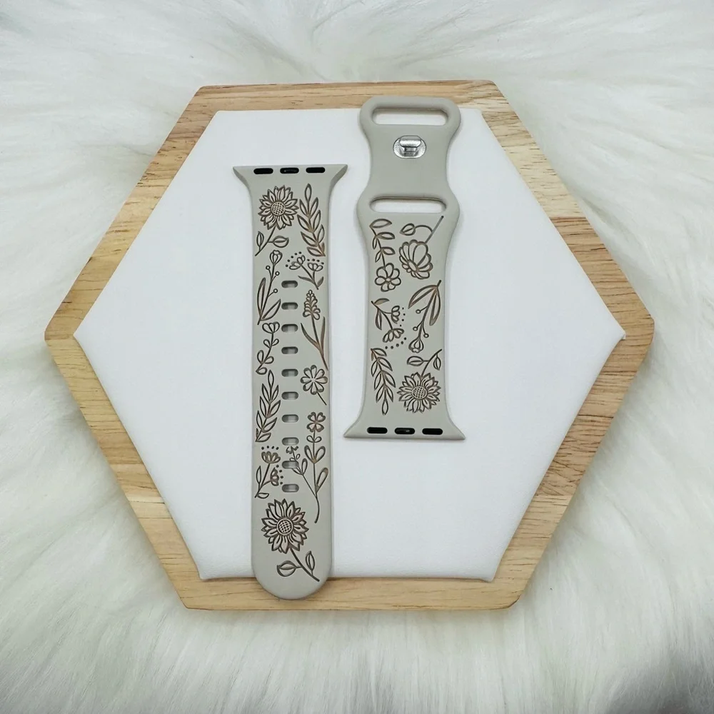 New Floral Design Apple Watch Bands 42mm 44mm 45mm 49mm Beige